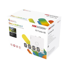 Kit TurboHD 1080p / DVR 4 Canales / 4 Cámaras Bala ColorVu con Micrófono Integrado / Fuente de Poder / Accesorios de Instalación