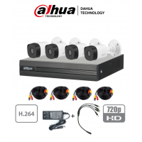 Kit 4 canales 1 Megapixel/ 4 Camaras B1A11 720p/ DVR de 4 Canales H.264 1080p Lite/ 1 Ch IP Adicional/ IR 20 mts/ IP67